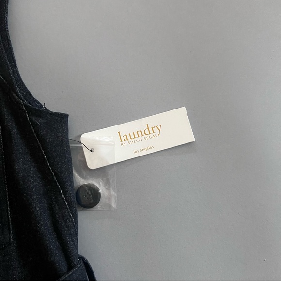 Laundry by Shelli Segal Brushed Cotton Collared Belted Dark Grey Dress Size 2 - Picture 2 of 12